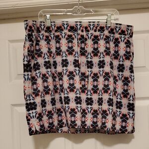 J. Jill Navy, Coral & White Patterned Mini Skirt